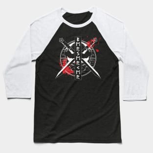 Berserker, Viking Warrior, Norse Runes and Skull Baseball T-Shirt